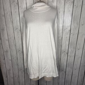 Talbots Ivory Cowl Neck Turtleneck Tunic Sweater - XL - Soft Cotton Blend